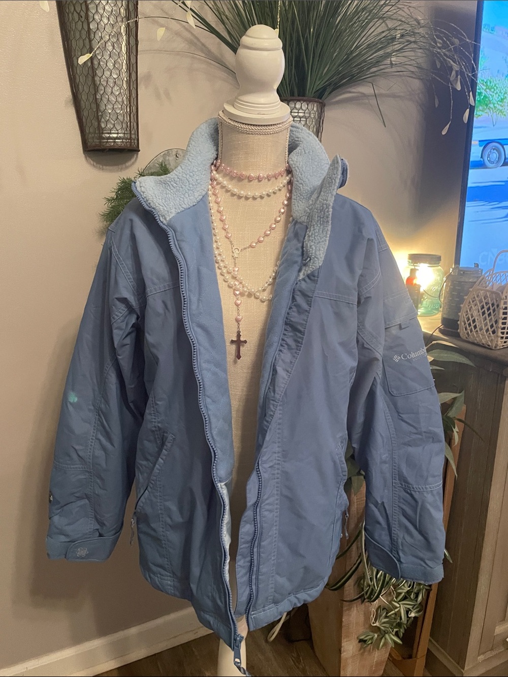 Columbia Blue Sherpa-Lined Outdoor Jacket